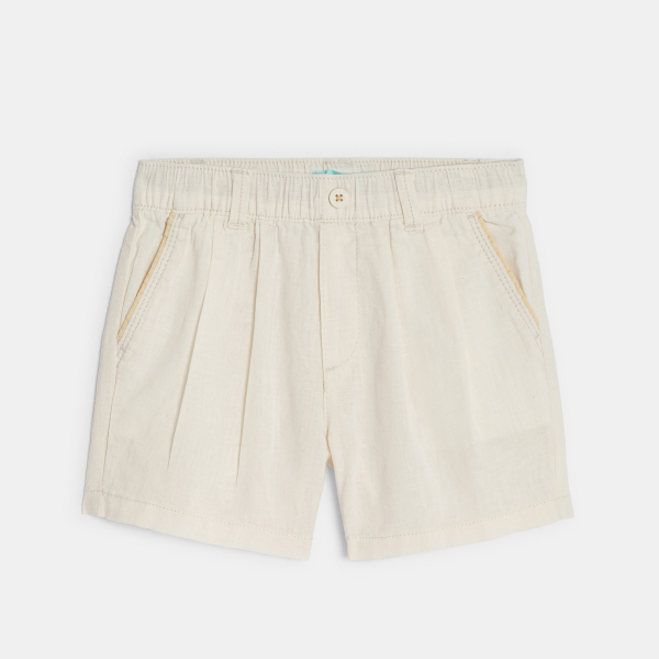 Short lin et coton blanc bébé garçon Short lin et coton blanc bébé garçon