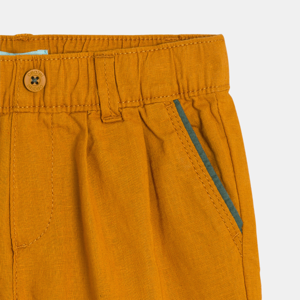 Short lin et coton jaune ocre bébé garçon Short lin et coton jaune ocre bébé garçon