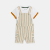 Salopette courte rayée et t-shirt marron bébé garçon Salopette courte rayée et t-shirt marron bébé garçon