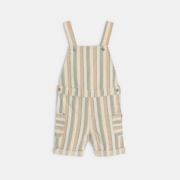 Salopette courte rayée et t-shirt marron bébé garçon Salopette courte rayée et t-shirt marron bébé garçon