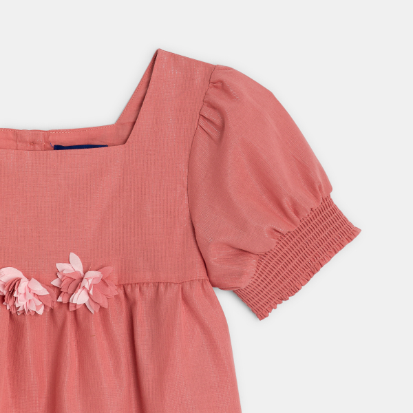 Blouse à fleurs vieux rose Fille Blouse à fleurs vieux rose Fille