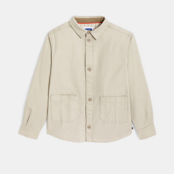 Surchemise en toile unie beige Garçon