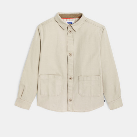 Surchemise en toile unie beige Garçon