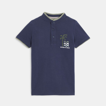 Polo manches courtes motif palmier bleu marine Garçon