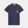 Boy's navy blue short-sleeve palm tree polo shirt Boy's navy blue short-sleeve palm tree polo shirt