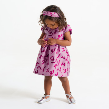 Robe chic nœuds mauve bébé fille