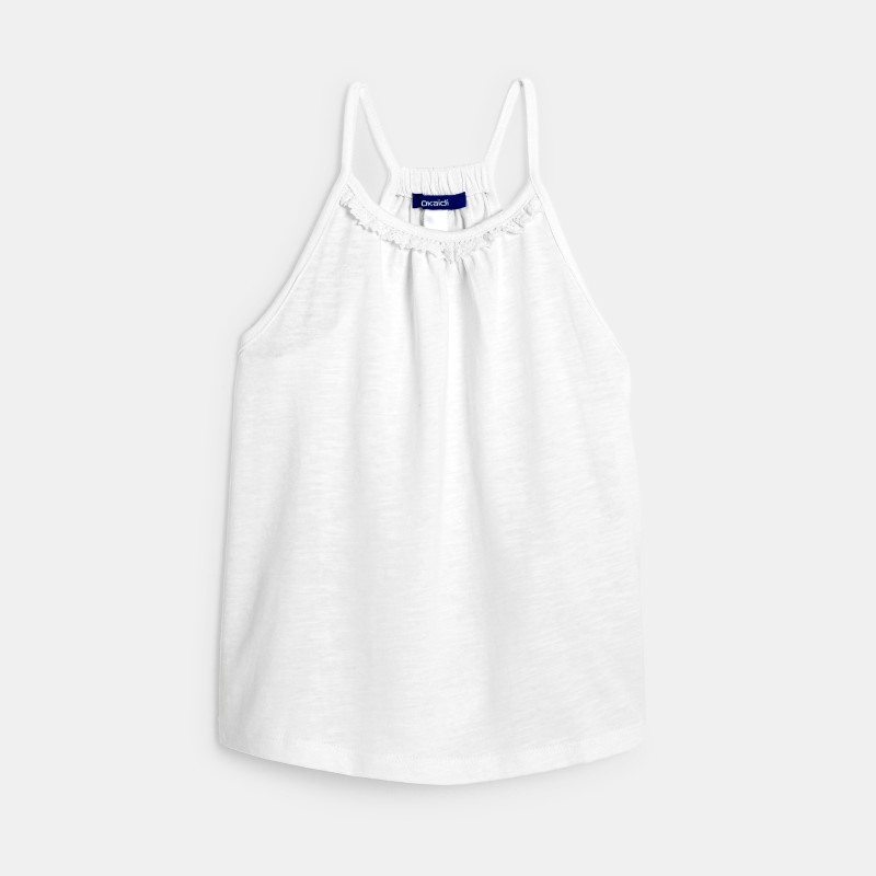 Girl's plain white vest top with crochet detail Girl's plain white vest top with crochet detail