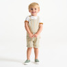 Salopette courte rayée et t-shirt marron bébé garçon Salopette courte rayée et t-shirt marron bébé garçon