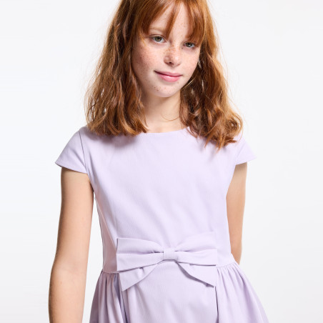 Robe chic détail nœud mauve Fille Robe chic détail nœud mauve Fille