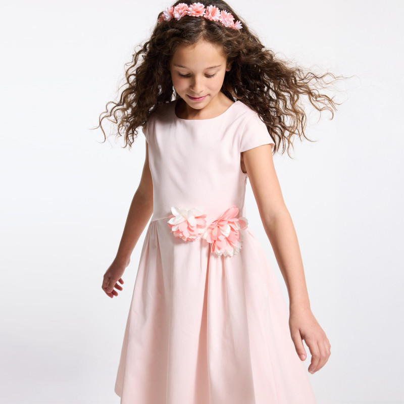Robe avec fleurs découpées rose Fille Robe avec fleurs découpées rose Fille