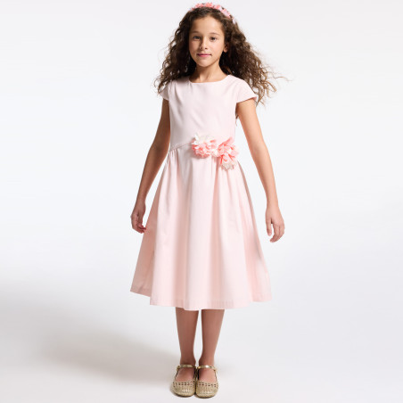 Robe avec fleurs découpées rose Fille Robe avec fleurs découpées rose Fille