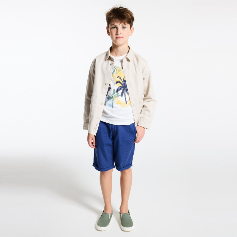 Boy's plain beige canvas shirt Boy's plain beige canvas shirt