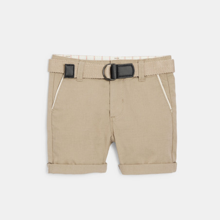 Short coton et lin à revers beige bébé garçon Short coton et lin à revers beige bébé garçon