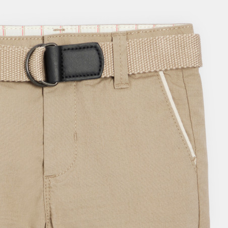 Short coton et lin à revers beige bébé garçon Short coton et lin à revers beige bébé garçon