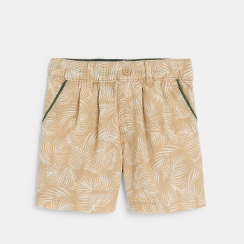 Baby boy's beige printed patterned cotton Bermuda shorts