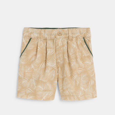 Baby boy's beige printed patterned cotton Bermuda shorts