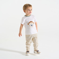Baby boy's lightweight beige jersey trousers