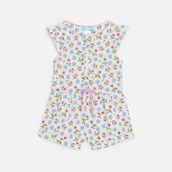 Combi courte légère imprimée vert bébé fille