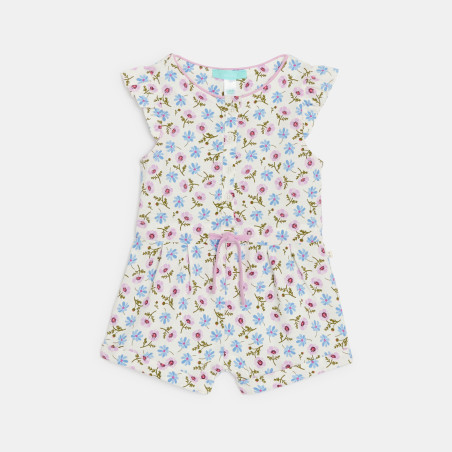 Combi courte légère imprimée vert bébé fille Combi courte légère imprimée vert bébé fille