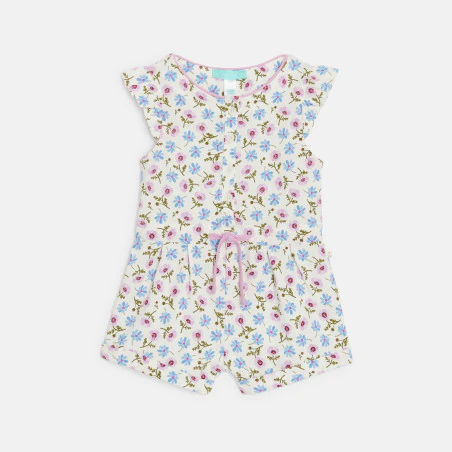 Combi courte légère imprimée vert bébé fille