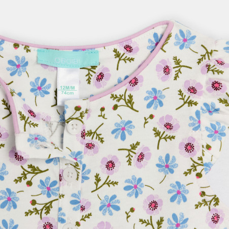 Combi courte légère imprimée vert bébé fille Combi courte légère imprimée vert bébé fille