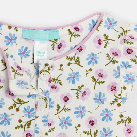 Combi courte légère imprimée vert bébé fille