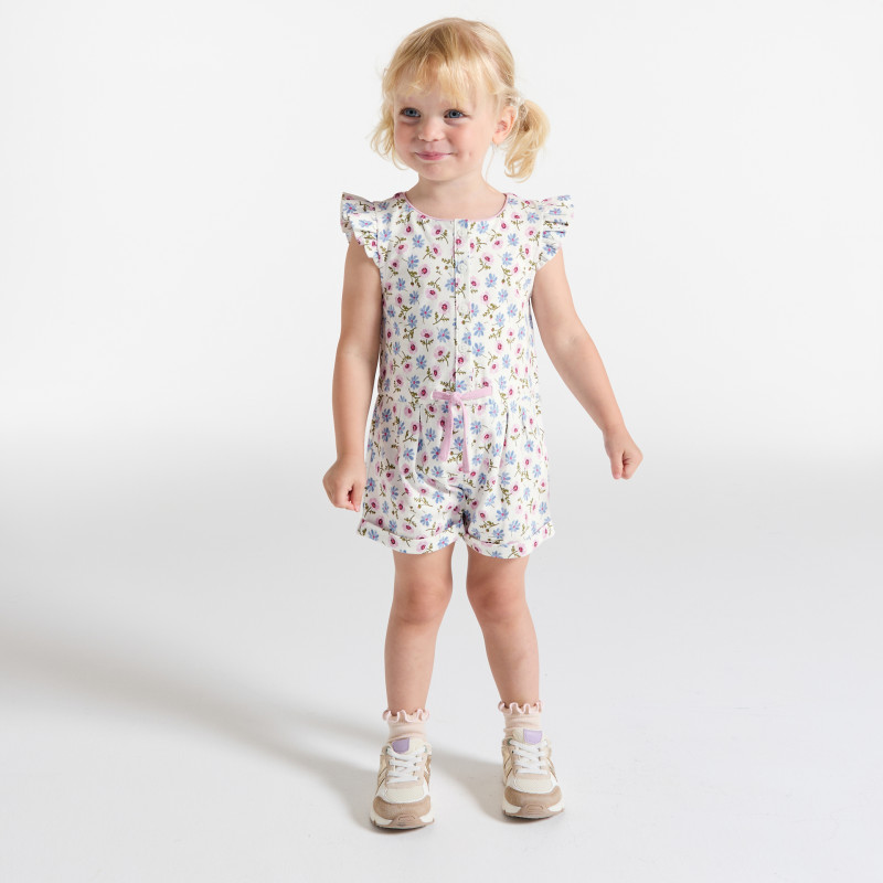 Combi courte légère imprimée vert bébé fille Combi courte légère imprimée vert bébé fille