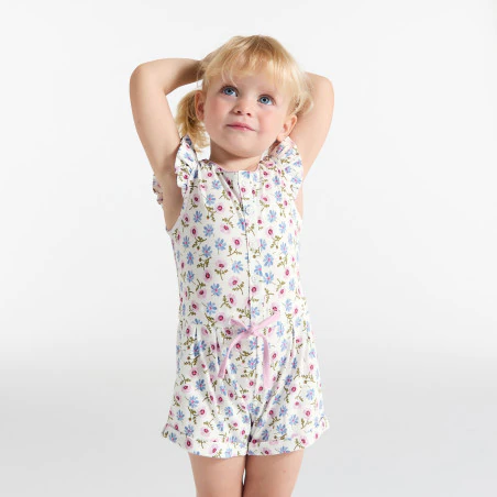 Combi courte légère imprimée vert bébé fille